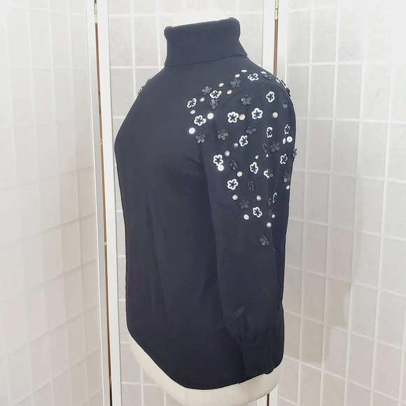 Alfani Floral Turtleneck Sweater Top Size: Medium - Picture 2 of 8